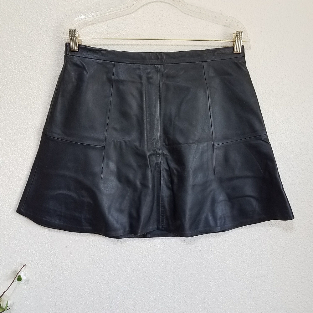 J.Crew Skater Leather Mini Skirt
